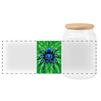Tarentule saphir gluante Araignée bleue brillante - Boîte à biscuits avec couvercle en bois - blanc - Devant