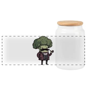 Broccoli Mafia Cartoon | Funny Smoking Design - Panorama Keksdose mit Holzdeckel - Weiß - Vorne