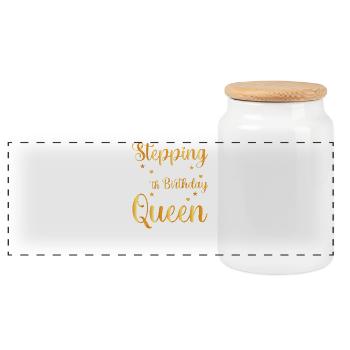 50th Birthday Queen Style - Panoramic Cookie Jar with Wooden Lid - white - Front