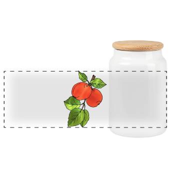 Apples - Panoramic Cookie Jar with Wooden Lid - white - Front