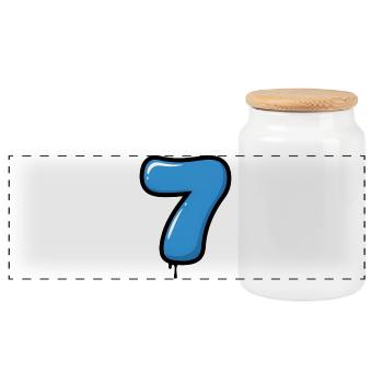 Blue Balloon The Seven - Panoramic Cookie Jar with Wooden Lid - white - Front