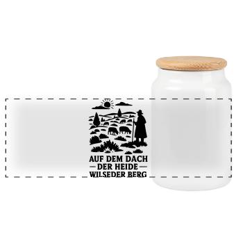 Lüneburg Heath Wilseder Berg - Panoramic Cookie Jar with Wooden Lid - white - Front