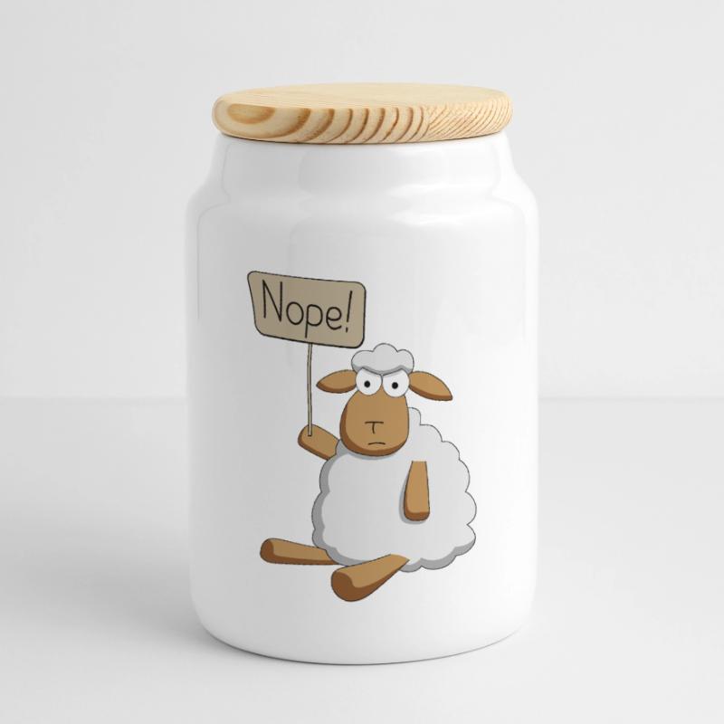 Nope! - protesting sheep Panoramic Cookie Jar with Wooden Lid