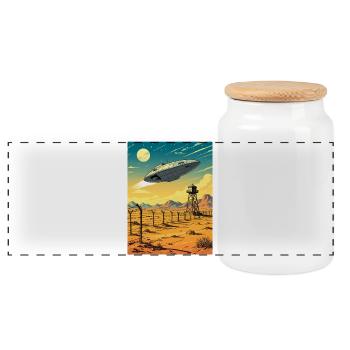 Area 51 – The forbidden desert base - Panoramic Cookie Jar with Wooden Lid - white - Front
