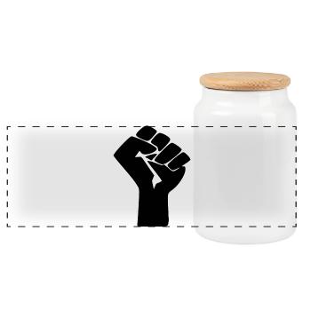 Resistance Fist - The Sign of Social Movements - Panoramic Cookie Jar with Wooden Lid - white - Front
