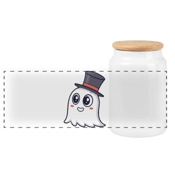 Schicker Ghost Zylinder - Panorama Keksdose mit Holzdeckel - Weiß - Vorne