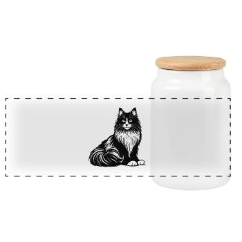 Chat des forêts norvégiennes – sauvage et magnifique - Boîte à biscuits avec couvercle en bois - blanc - Devant