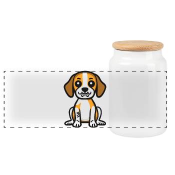 Beagle Hund Halloween Comic Lustig - Panorama Keksdose mit Holzdeckel - Weiß - Vorne