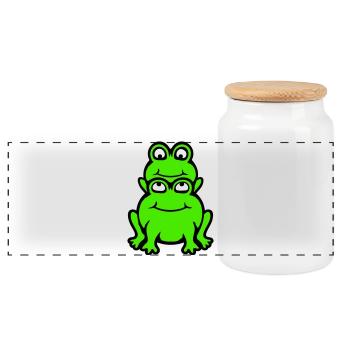 Grenouille Enfant Famille Papa Maman Piggyback Fête des Pères - Boîte à biscuits avec couvercle en bois - blanc - Devant