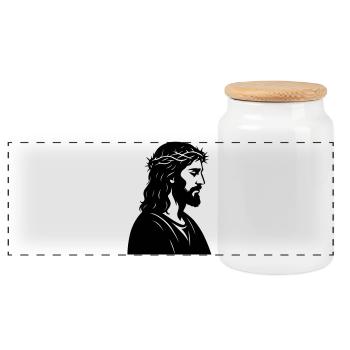 Jesus - Panorama Keksdose mit Holzdeckel - Weiß - Vorne