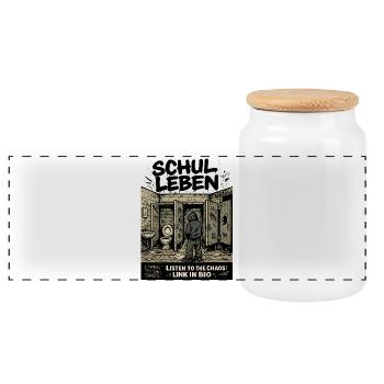 Schulleben - Panorama Keksdose mit Holzdeckel - Weiß - Vorne