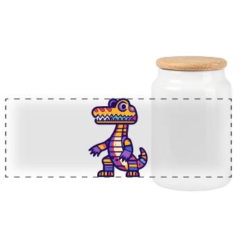 Alligator Halloween Zombie - Panorama Keksdose mit Holzdeckel - Weiß - Vorne