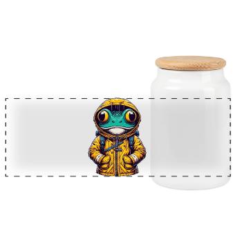 Urban Frog - Panoramic Cookie Jar with Wooden Lid - white - Front