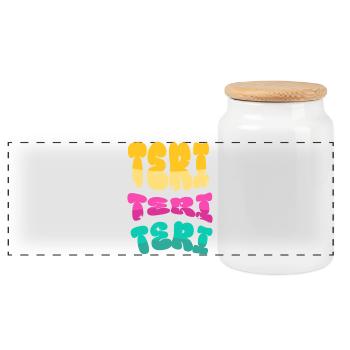 Teri Terry Teri - Panoramic Cookie Jar with Wooden Lid - white - Front