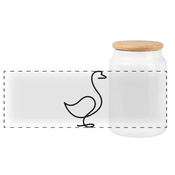 Duck or Goose Sketch – Minimalist Motif - Panoramic Cookie Jar with Wooden Lid - white - Front