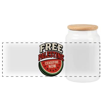 Paix Palestine Cessez le Feu Pastèque - Boîte à biscuits avec couvercle en bois - blanc - Devant