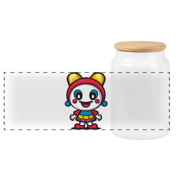 Halloween Clown Cute Comic - Panoramic Cookie Jar with Wooden Lid - white - Front