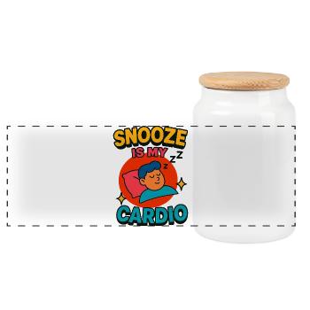 Snooze ist mein Cardio - Panorama Keksdose mit Holzdeckel - Weiß - Vorne