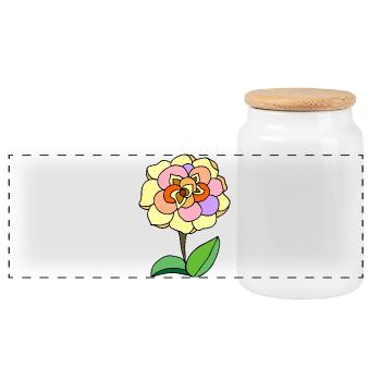 Fleur - Boîte à biscuits avec couvercle en bois - blanc - Devant