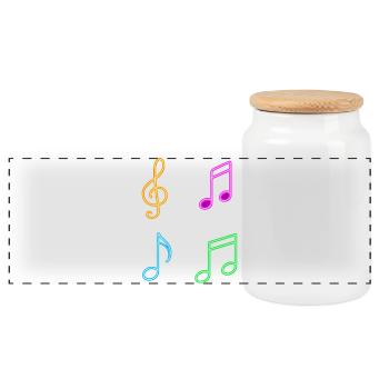Neon Sheet Music – Music Vibes - Panoramic Cookie Jar with Wooden Lid - white - Front