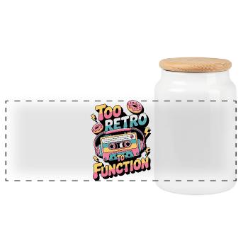 90s Retro – Too Retro To Function - Panoramic Cookie Jar with Wooden Lid - white - Front