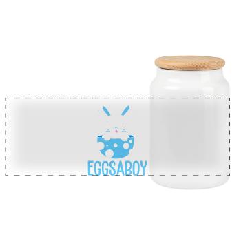 Werdende Mutter Ostern Gender Reveal - Panorama Keksdose mit Holzdeckel - Weiß - Vorne