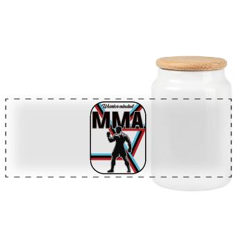 MMA Design – Warrior Mindset - Panoramic Cookie Jar with Wooden Lid - white - Front