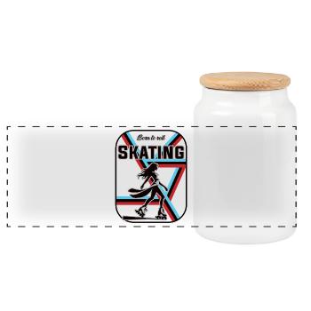 Skating Design – Born to Roll - Panorama Keksdose mit Holzdeckel - Weiß - Vorne