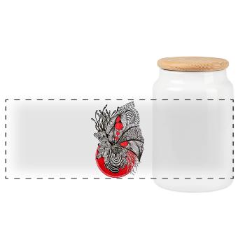 Plante de la ligne des orbes rouges - Boîte à biscuits avec couvercle en bois - blanc - Devant