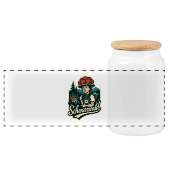 Schwarzwald Heimat Illustration mit Bollenht - Panorama Keksdose mit Holzdeckel - Weiß - Vorne
