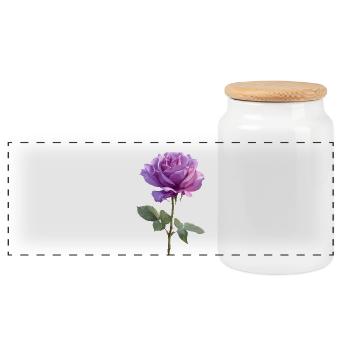 Violet Purple Rose - Panoramic Cookie Jar with Wooden Lid - white - Front