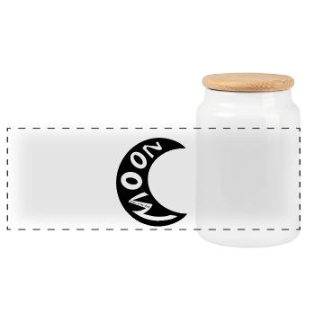 Moon - Panoramic Cookie Jar with Wooden Lid - white - Front