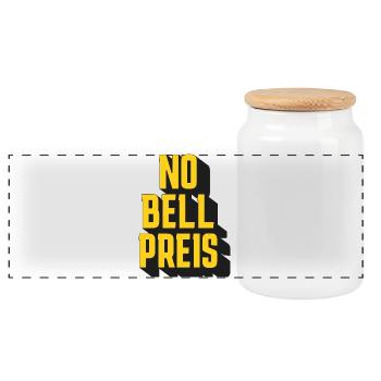 No Bell Price - Panoramic Cookie Jar with Wooden Lid - white - Front
