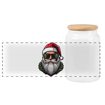 Tête de Père Noël Père Noël Portrait - Boîte à biscuits avec couvercle en bois - blanc - Devant