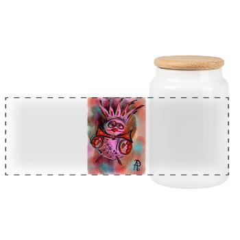 pink_piou_piou - Panoramic Cookie Jar with Wooden Lid - white - Front