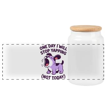 Un jour, j’arrêterai de japper - T-Shirt Chien Drôle - Boîte à biscuits avec couvercle en bois - blanc - Devant