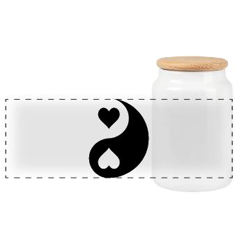 Coeur Yin Yang Harmonie Monochrome Noir Négatif - Boîte à biscuits avec couvercle en bois - blanc - Devant