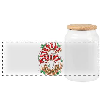 Weihnachts Ziffer 6 Zuckerguss - Panorama Keksdose mit Holzdeckel - Weiß - Vorne