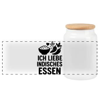 J’adore la cuisine indienne - Boîte à biscuits avec couvercle en bois - blanc - Devant