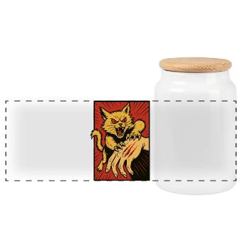 Crimson Claw Cat Angriff - Panorama Keksdose mit Holzdeckel - Weiß - Vorne