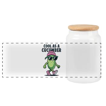 Cool comme un dessin animé de concombre - Boîte à biscuits avec couvercle en bois - blanc - Devant