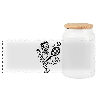 Joueur de tennis drôle - Boîte à biscuits avec couvercle en bois - blanc - Devant