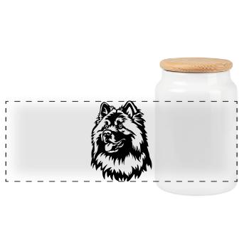 Eurasier Head - Panoramic Cookie Jar with Wooden Lid - white - Front