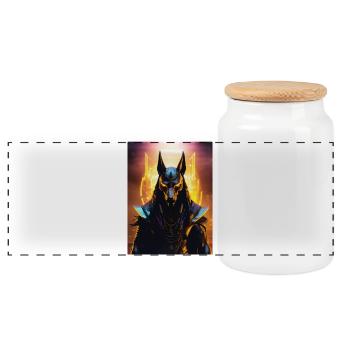 Anubis – Wächter der Seelen - Panorama Keksdose mit Holzdeckel - Weiß - Vorne