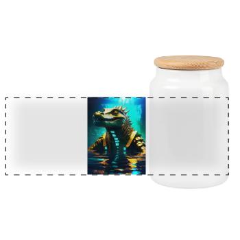 Sobek – Gardien du Nil - Boîte à biscuits avec couvercle en bois - blanc - Devant