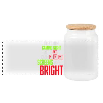 Nuit silencieuse Nuit de jeu Tous les écrans calmes Lumineux - Boîte à biscuits avec couvercle en bois - blanc - Devant