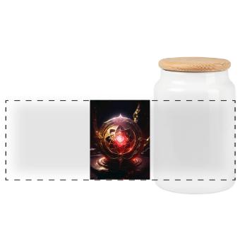 Root Chakra – Muladhara: Fire of the Earth - Panoramic Cookie Jar with Wooden Lid - white - Front