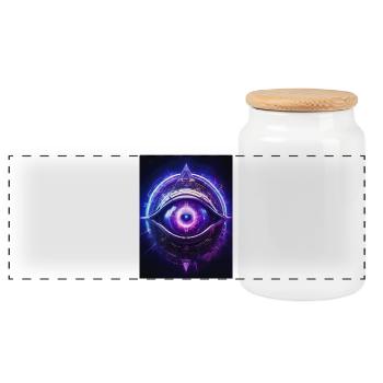 Brow Chakra – Ajna: The Third Eye - Panoramic Cookie Jar with Wooden Lid - white - Front