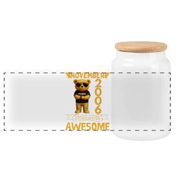 November 2006 19 Years of Being Awesome - Boîte à biscuits avec couvercle en bois - blanc - Devant