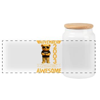 November 2003, 22 Years of Being Awesome - Boîte à biscuits avec couvercle en bois - blanc - Devant